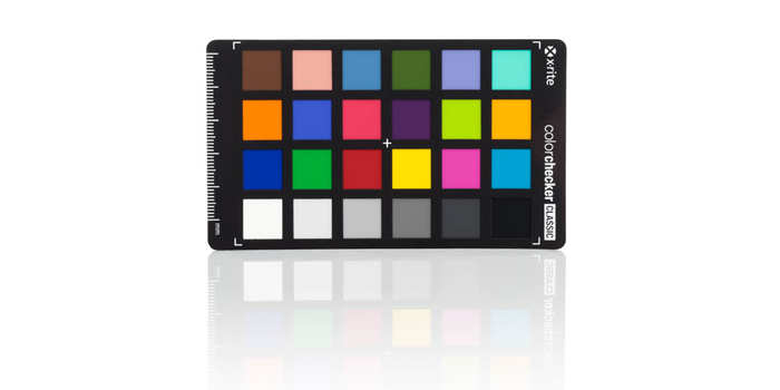 This color chart, ColorChecker Classic, X-Rite, Inc., USA, is used