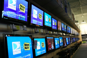 Best Buy wall of TVs