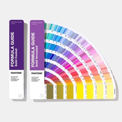 Qualidade de impressão, amostra impressa, guia de fórmulas Pantone